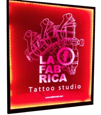 Custom Laser-Cut Sign for La Fábrica Tattoo Studio by Laser It